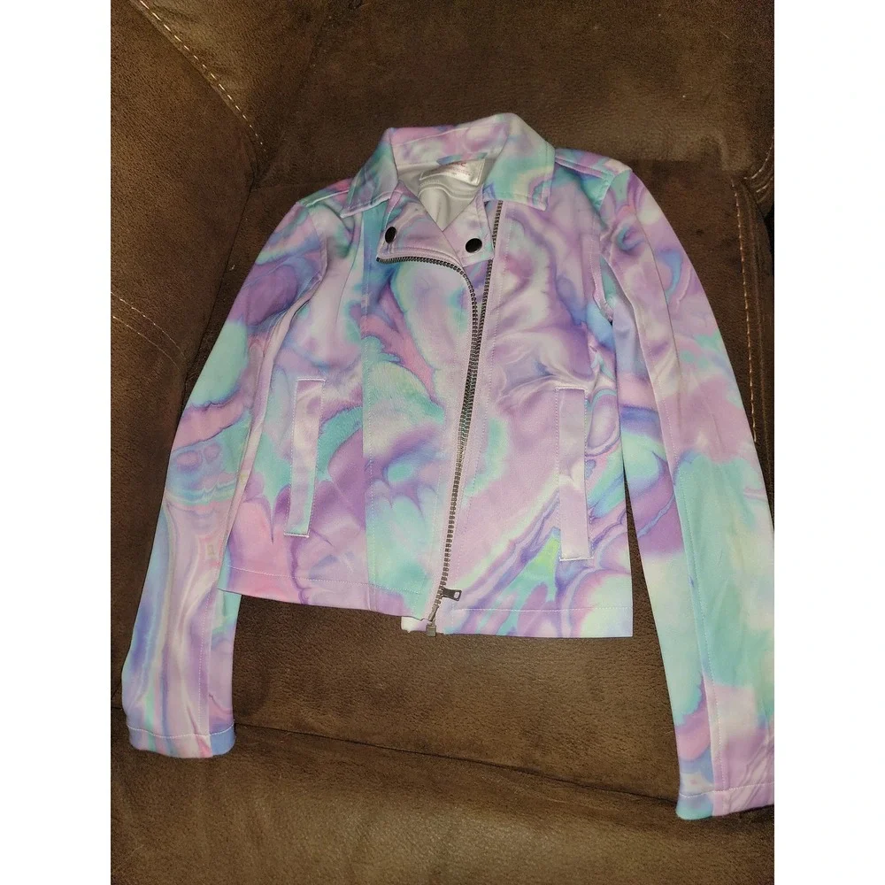 Justice tie dye‎ swirl coat jacket size 10